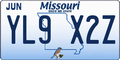 MO license plate YL9X2Z