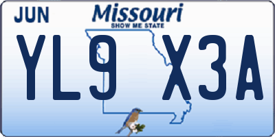 MO license plate YL9X3A