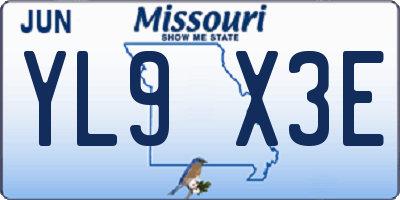 MO license plate YL9X3E