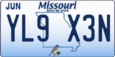 MO license plate YL9X3N