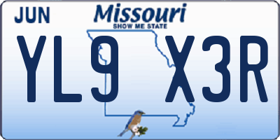 MO license plate YL9X3R