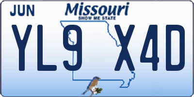 MO license plate YL9X4D