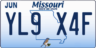 MO license plate YL9X4F