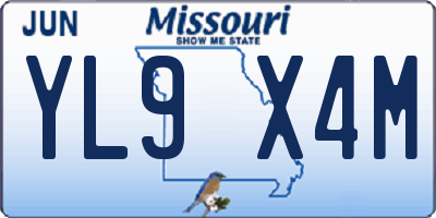 MO license plate YL9X4M