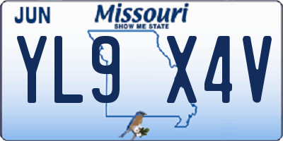 MO license plate YL9X4V