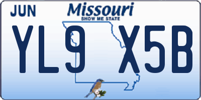 MO license plate YL9X5B