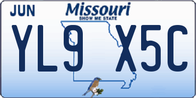 MO license plate YL9X5C