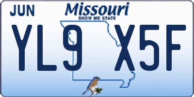 MO license plate YL9X5F