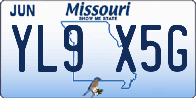 MO license plate YL9X5G