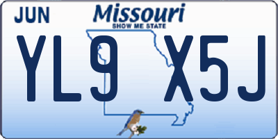 MO license plate YL9X5J