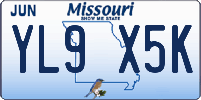 MO license plate YL9X5K