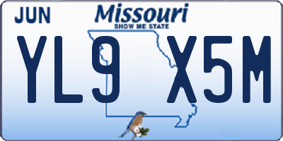 MO license plate YL9X5M