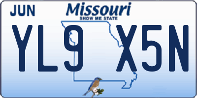 MO license plate YL9X5N