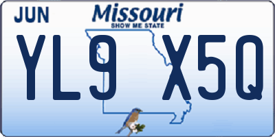 MO license plate YL9X5Q