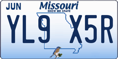 MO license plate YL9X5R