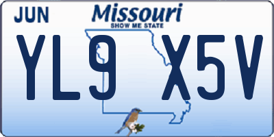 MO license plate YL9X5V