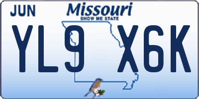 MO license plate YL9X6K