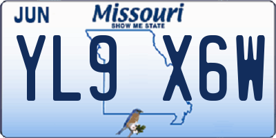 MO license plate YL9X6W