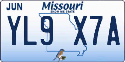 MO license plate YL9X7A
