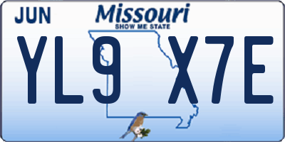 MO license plate YL9X7E