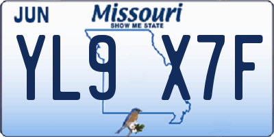 MO license plate YL9X7F