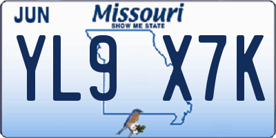 MO license plate YL9X7K