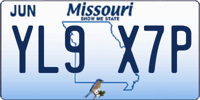 MO license plate YL9X7P