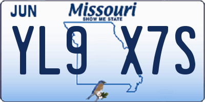MO license plate YL9X7S