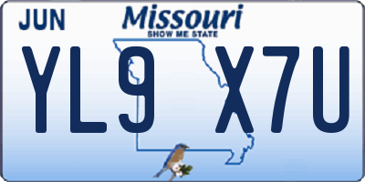 MO license plate YL9X7U
