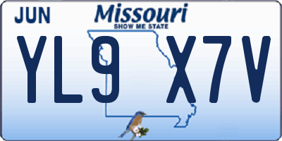 MO license plate YL9X7V