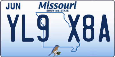 MO license plate YL9X8A