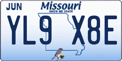 MO license plate YL9X8E