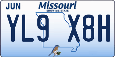 MO license plate YL9X8H