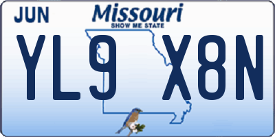 MO license plate YL9X8N