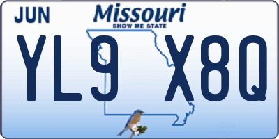 MO license plate YL9X8Q