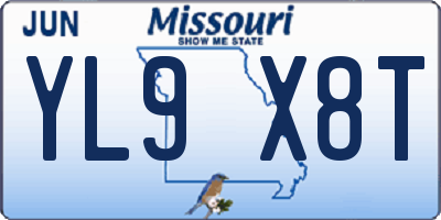 MO license plate YL9X8T