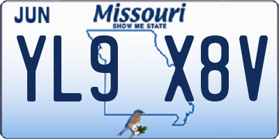 MO license plate YL9X8V