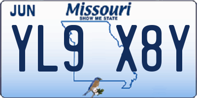 MO license plate YL9X8Y