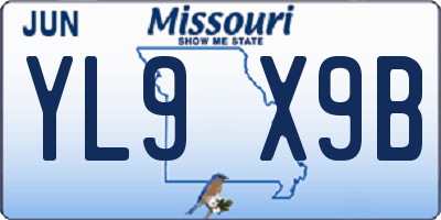 MO license plate YL9X9B