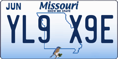 MO license plate YL9X9E