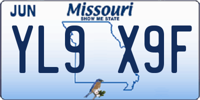 MO license plate YL9X9F
