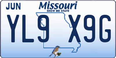 MO license plate YL9X9G