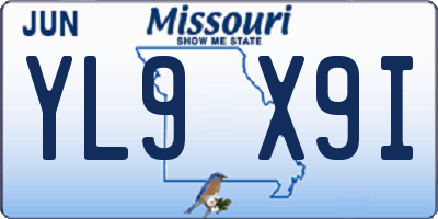 MO license plate YL9X9I
