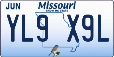 MO license plate YL9X9L