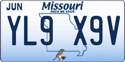 MO license plate YL9X9V