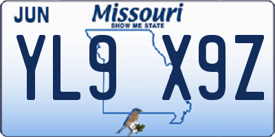MO license plate YL9X9Z