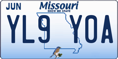 MO license plate YL9Y0A