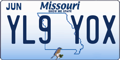 MO license plate YL9Y0X