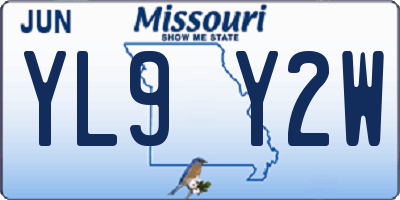 MO license plate YL9Y2W