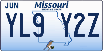 MO license plate YL9Y2Z